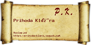 Prihoda Klára névjegykártya